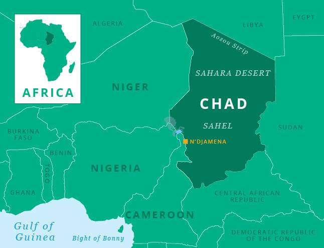 Map of Chad, Nigeria, Niger, and Cameroon
