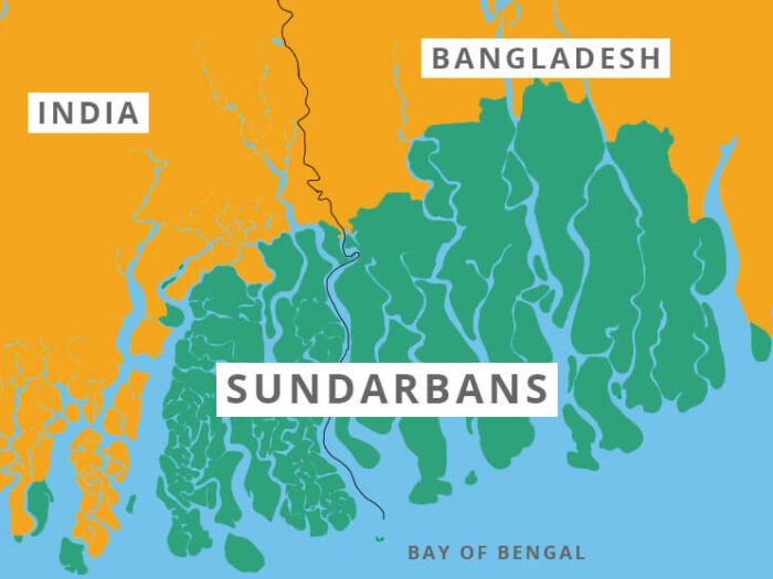 Eine Karte der Sundarban Inseln Indiens