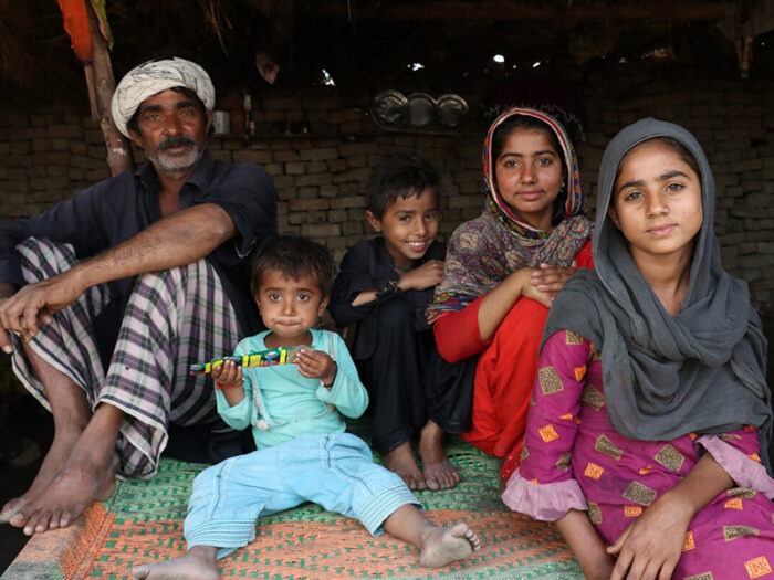 Man and four children