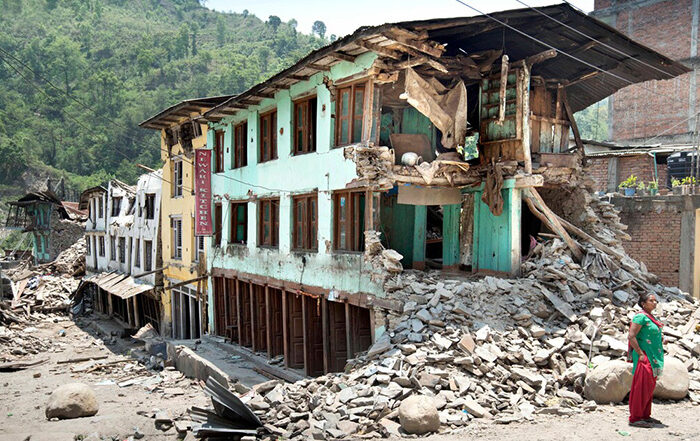 Building damaged in the Nepal earthquake 2015