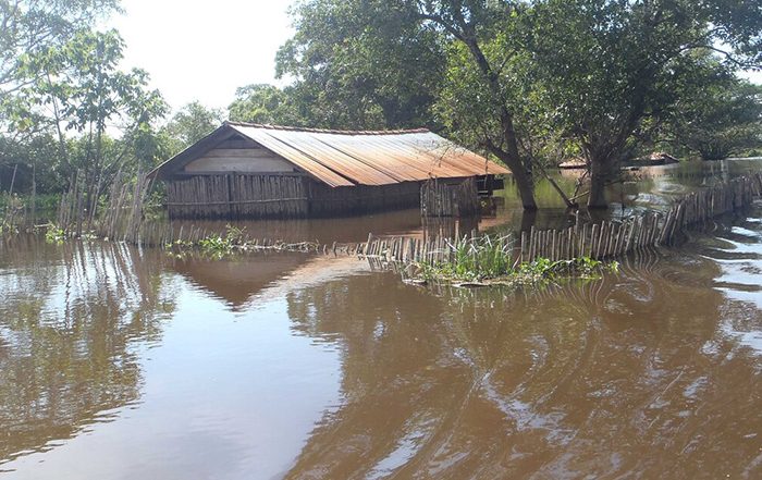 Building under flood waters in Bolivia