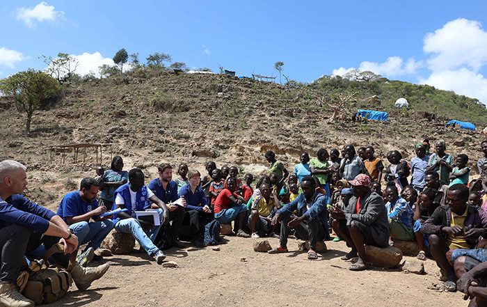 Group of people sitting and talking in Ethiopia